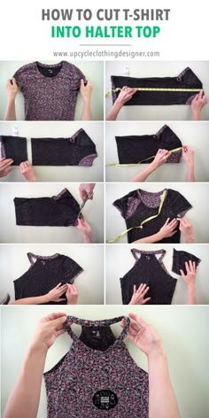 how to cut t - shirt into halter top step by step instructions for sewing