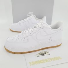 Brand New With Box. Smoke Free Home. Nike Air Force 1 '07 Style Code: Dj2739 100 Size: 10us / 9uk / 44eur. Sold Size: 11us / 10uk / 45eur. Color: White/White-Gum Light Brown We Will Have Your Shoes Packed And Boxed Carefully And Shipped Out Within 1 Business Day (Often The Same Day). We Pride Ourselves On Extremely Fast Shipping! Classic Nike Air Force 1 High-top With Gum Sole, Classic High-top Nike Air Force 1 With Gum Sole, Classic Nike Air Force 1 With Gum Sole, Classic White Nike Air Force 1 With Boost Midsole, Nike Air Force 1 White With Gum Sole, Coral Boots, Nike Air Diamond Turf, Nike Air Force Men, Nike Airmax 270