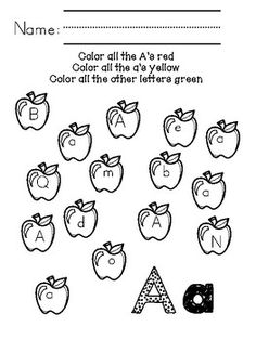 an apple themed worksheet with the letter a