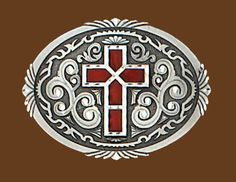 Pewter Western Belt Buckle with Red Cross Christian Belts And Buckles, Cross Christian, Western Belt, Red Cross, Leather Belts