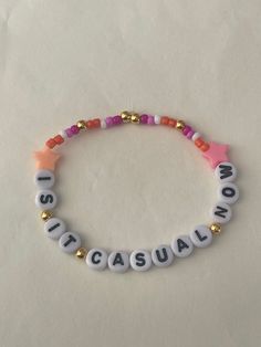 🤍Chappell Roan friendship bracelet inspired by Chappell song "Casual" 🌈 🤍 Lesbian pride beads, iridescent pink butterflies and black letters  🤍 Perfect for the tour or as a gift 🤍 Comes beautifully wrapped  🤍 Made by your favourite disabled maker ✨ Customized Casual Friendship Bracelets, Casual Friendship Bracelets With Letter Beads, Trendy Beaded Bracelets With Letter Print For Friendship, Trendy Pink Beaded Bracelets With Letter Print, Trendy Friendship Bracelets With Letter Print For Gift, Trendy Friendship Bracelets With Letter Print As Gift, Casual Everyday Friendship Bracelets With Letter Beads, Trendy Multicolor Beaded Bracelets With Letter Print, Customizable Multicolor Casual Bracelets