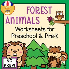 the forest animals worksheets for preschool and prek are included in this book