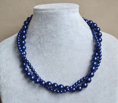 I make the necklace to use 6mm 10mm navy glass pearls.The necklace lengh is 18''inches ,IT is good necklace for your great wedding. I can make different type necklace to your requirements,Please feel free to contact me if you have any question. Thank you so much. . matching earrings: https://www.etsy.com/listing/173344685/navy-pearl-earringsglass-pearl?ref=shop_home_active_1 Blue Pearl Necklace For Formal Occasions, Formal Blue Pearl Necklace, Formal Blue Pearl Drop Necklace, Big Necklace, Pearl Jewels, Pearl Necklace Designs, Jewelry Set Design, Jewelry Bridesmaid, Wedding 2015