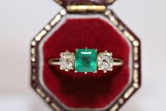 18K GOLD OLD STYLE NEW MADE NATURAL EMERALD AND OLD CUT DIAMOND DECORATED BAND STYLE RING In very good condition. Total weight is 2.9 grams. Totally is  diamond 0.83 carat. The diamond is has G color and vs-s1 clarity. Totally is emerald 1.32 carat. Ring size is US 6.75 . We can make any size. Please contact for any questions. Antique Jewelry Rings, Old Style, Natural Emerald, Rings Statement, Vintage Watches, Sapphire Ring, Antique Jewelry, Favorite Jewelry, Natural Diamonds