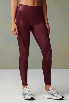 Motion365+ Contour High-Waisted Legging Fabletics Merlot Shine female Activewear >> Womens >> Bottoms >> Leggings >> Full Length Motion365+ regular Training 4-Way Stretch/Hidden Pockets/Moisture-Wicking/UPF Protection Cheap Moisture-wicking Tight Leggings, Cheap Moisture-wicking Athleisure Tights, Perfect Leggings Mesh, Cheap Elastane Tights For Yoga, Cheap Fitted Tights For Yoga, Wine Lululemon Leggings, High Wasted Leggings, Heattech Leggings, Amplify Leggings