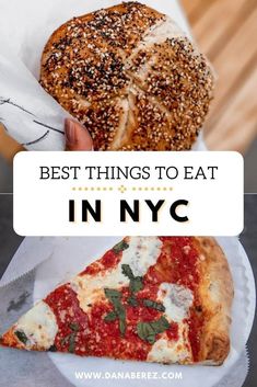 the best things to eat in nyc, including pizza and bagels are on display