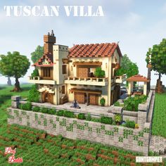 an image of a very nice house in the middle of some trees and grass with words above it that says tuscan villa