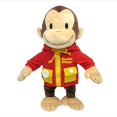 Kids Preferred Learn To Dress Curious George Plush Man In The Yellow Hat, Curious George Plush, Yellow Hat, Stripe Outfits, Curious George, Drawing Supplies, Little Monkeys, Play Doh, Fine Motor Skills