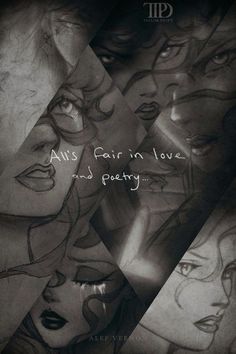 an image of some people with different faces and the words all's fair in love and party