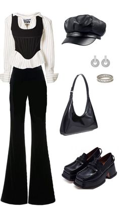 Classy Rockstar Outfit, Rockstar Work Outfit, Aesthetic Women Suit Outfits, Work Y2k Outfits, Y2k Black Outfit Ideas, Y2k Outfit Inspo Board, Styling A Brown Blazer, Rockstar Casual Outfit, Causal Vampire Outfit