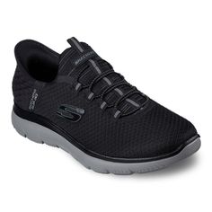 Step into easy-wearing comfort with these Skechers Hands Free Slip-ins™ Summits High Range men's shoes.Click this FOOTWEAR GUIDE to find the perfect fit and more! Step into easy-wearing comfort with these Skechers Hands Free Slip-ins™ Summits High Range men's shoes. Click this FOOTWEAR GUIDE to find the perfect fit and more! FEATURES Skechers Hands Free Slip-ins for an easy fit Exclusive Heel Pillow holds your foot securely in place Skechers Air-Cooled Memory Foam® cushioned comfort insole Mesh Functional Black Slip-on Sneakers With Arch Support, Black Cushioned Slip-on Sneakers For Outdoor, Comfortable Black Sneakers For Light Sports, Black Tpr Sneakers For Walking, Comfortable Black Slip-on Running Shoes, Comfortable Fade-resistant Black Sneakers, Black Walking Shoes With Ortholite Insole, Black Comfortable Walking Shoes Fade-resistant, Comfortable Black Walking Shoes Fade-resistant