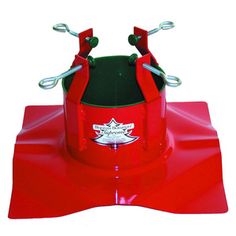 a red motorcycle seat with two forks on it