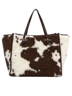 Shopping bag in Faux Fur made using the wool blend jacquard technique. Characterized by a country-style appearance, it is enriched with leather profiles. It features leather handles and a convenient magnetic clasp closure. The inner lining and the leatherComposition: Fabric, 100% Cow Colour, Versace Sweatshirt, Chloe Purses, Zippered Clutch, Tory Burch Shoes, Cow Print, White Bag, Beautiful Shoes, Fun Bags