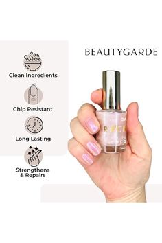 BeautyGARDE Rocket Fuel, Longwear Nail Polish - Rose Quartz â€?Promotes Strengthening and Growth, Cruelty-Free, 21-Free, Vegan, [0.5 Oz] Rocket Fuel, Clean Ingredients, Rocket, Cruelty Free, Rose Quartz