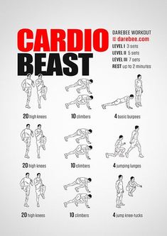 the cardio beast workout poster shows how to do it