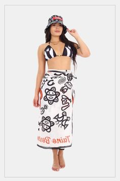 Pareos Puerto Rican Symbols Taino Puerto Rican Symbols, Traditional Summer Vacation Sarong, Traditional Printed Sarong For Beach, Printed Vacation Sarong, Printed Sarong For Beach Cover-up Vacation, White Printed Cotton Sarong, Taino Symbols, Women Bathing, Puerto Rican