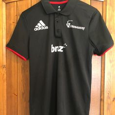 Crusaders Super Rugby Polo Jersey From New Zealand New W/Tags Size: Men's Small / Black, White And Red Adidas Black Tops For Sports Events, Polo Jersey, Super Rugby, Rugby Polo, Rugby Jersey, Adidas Shirt, Adidas Black, Crusades, White And Red