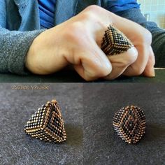 two pictures showing different types of rings on the same page, and one shows how to make them