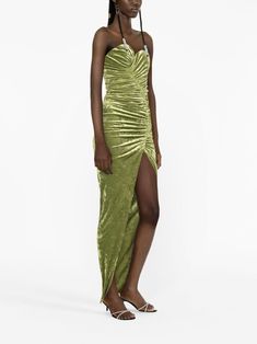 Alexandre Vauthier Velvet Gathered Strapless Dress - Farfetch Strapless Velvet Dress, Alexandre Vauthier, Stretch Velvet, Sweetheart Neck, Green Velvet, Velvet Dress, Asymmetric Hem, Velvet Fabric, Green Dress