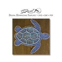 an image of a blue turtle with beads on it's back and the words digital download