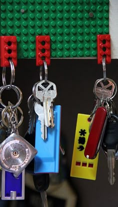 lego keychains with keys attached to them