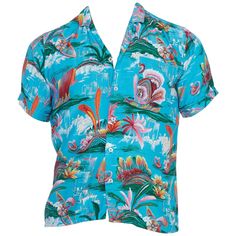 1970S Teal Rayon Men's 40S Style Tropical Hawaiian Shirt Men 40s Style, Grease Outfits 1950s, Grease Outfits, 40s Mode, 80s Summer, 1970s Men, Pee Pee, 40s Style, Rockabilly Outfits