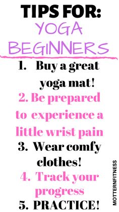 a sign that says tips for yoga beginners