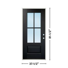 Exterior Black Door, Black Front Door With Windows, Exterior Glass Doors, Black Exterior Doors Front Entry, Mobile Home Front Door, Therma Tru Fiberglass Front Door, Black Glass Front Door The Home Depot, 8 Panel Flass Front Door, Fiberglass 2 Panel Door