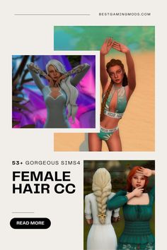 the female hair co website is shown in three different colors and sizes, including one woman's head