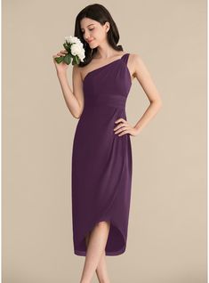 JJ's House Ruffle Chiffon One Shoulder Spring Sheath/Column General Plus Back Zip Elegant High Low Beach Simple Grape Height:5.8ft（176cm） Bust:32in（82cm）Waist:24in（61cm）Hips:35in（89cm） No Asymmetrical Purple Model Name:Nika  Height:5.6ft（170cm）  Bust:42in（108cm）  Wa. #JJ's House #Ruffle #Chiffon #OneShoulder #Spring #SheathColumn #General #Plus #BackZip #Elegant #HighLow #Beach #Simple #Grape #No #Asymmetrical #Purple Taffeta Bridesmaid Dress, Princess Bridesmaid Dress, Summer Cocktail Dress, Chic Cocktail Dress, Cute Formal Dresses, Cocktail Dresses Online, Chiffon Cocktail Dress, Sleeveless Bridesmaid Dresses, One Shoulder Cocktail Dress