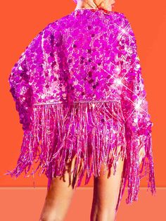 Features of Pink Sequin Fringe Jacket Set 💖1. Gorgeous sequin decorationThe pink sequin decoration sparkles like stars, adding a charming touch and making you the star of the party. 💖2. Fringe designThe unique fringe design gives the sequin jacket and shorts more movement and vitality, making you as light and elegant as a dancer.💖3.Full setThis set includes a stylish sequined jacket and matching sequin shorts, giving you complete outfit options without worrying about matching. 💖4. Fashion matching suggestionsFor this pink sequin fringe jacket set, you can choose high heels to lengthen your leg lines, or you can choose fashionable short boots to add a chic sophistication. ✨Fit and features Sleeve length: long sleeves Stretch factor: non-stretch Slim fit Sequined knit, stretch-knit linin Pink Sequin Fabric For Night Out And Holiday, Pink Sequin Fabric For Holiday And Night Out, Pink Glitter Sequin Fabric For Spring, Holiday Pink Contrast Sequin Fabric, Glitter Outerwear For Party Season, Pink Long Sleeve Outerwear For Costume Party, Pink Sequin Fabric For Spring Festivals, Pink Embellished Sequin Fabric For Party, Festive Pink Long Sleeve Outerwear