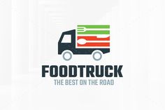 food truck logo design with the best on the road colors are red, green and blue