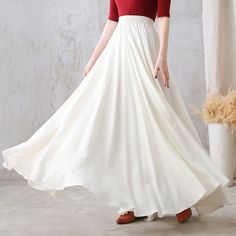 "you can wear it as a casual skirt for travelling, having a picnic with your friends, dating and shopping, Perfect for lazy days that you want to sustain a chic and stylish appearance. DETAIL * More colors available https://etsy.me/3yhKdBt * cotton linen skirt * off white skirt with liner * Elastic Waistband * High waist skirt * Pleated waistband * Ankle length * Plus size skirt, causal skirt * Perfect for Summer, spring and Autumn * Machine Washable in Warm/Cold Water/Do not bleach /Mid-iron /H Off White Skirt, Custom Skirt, Long Linen Skirt, Linen Maxi Skirt, Wool Midi Skirt, Skirt Wool, Pleated Long Skirt, Womens Maxi Skirts, Skirt Pleated