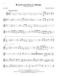 sheet music with the words hawaii five - o - time written in black and white