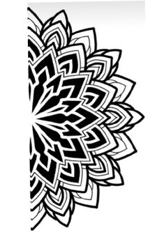 a black and white drawing of a flower with an intricate design in the center, on a