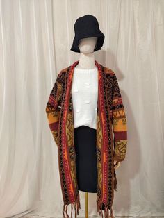 Women's Vintage Western Sweater Cardigan Tribal Pattern West Cowgirl Knitted Cardigan Fall Jacquard Knit Cardigan For Layering, Jacquard Knit Sweater Coat, Casual Jacquard Knit Sweater Coat For Fall, Casual Jacquard Knit Outerwear For Fall, Long Sleeve Jacquard Knit Sweater Coat, Fall Long Sleeve Cardigan With Fair Isle Pattern, Cozy Jacquard Knit Cardigan For Fall, Long Sleeve Fair Isle Cardigan For Fall, Knitted Acrylic Sweater Coat For Fall