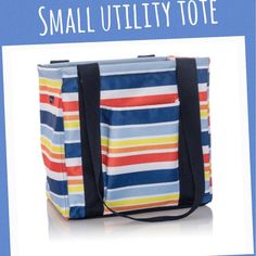 Thirty One Small Utility Tote Vista Stripe New In Package Note: Picture 2 & 3 Are For Ideas Small Utility Tote Is The Perfect On-The-Go Storage Solution For Camping, Carrying Snacks To The Beach Or Pool And More. Use It As A Gym Bag, Toy Storage, Trunk Storage, Teacher Tote Or A Picnic Basket For Your Next Family Outing. Polyester Wire Support To Hold Shape Collapsible For Easy Storage Exterior Open Pocket Wipeable Laminated Interior Approx. 11.75"H X 11.75"L X 9"W 14" Handle Drop. Thirty One Totes, Insulated Tote Bag, Small Utility, Utility Tote Bag, Large Utility Tote, Bag Ysl, Trunk Storage, 31 Bags, Square Storage