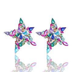 GurlFly Rockstar 3 Colors Multicolors Rhinestone Star Stud Earrings. 👠 Sophisticated all over crystal embellishments essential to a soulful, timeless wardrobe. 🍾 Unique and elegant in equal measure, these GurlFly earrings feature an arrangement of crystalline, tassel dangle. 💅 Elegance, luxury, and good taste never go out of style with GurlFly impressive collections are accessible yet enchanting. 💘 Exotic eye-striking will gives anyone an eargasm. 🤩 Star-struck and star shaped gorgeous crys Star Struck, Star Stud Earrings, Timeless Wardrobe, Star Earrings Stud, Star Studs, Crystal Embellishment, Star Shape, World Of Fashion, Crystal Rhinestone