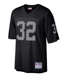 Men's Marcus Allen Los Angeles Raiders Mitchell & Ness NFL Black Throwback Jersey. The Mitchell and Ness throwback vintage premier jerseys deliver an excellent value with quality similar to an on field authentic jersey but a price point that remains very affordable. This high-quality Mitchell and Ness Premier jersey is made of heavier fabric, with nylon diamond weave mesh that showcases the embroidered NFL Equipment patch at the point on the v-neck collar and a jock tag at the lower left front a Marcus Allen, Los Angeles Raiders, Diamond Weave, Black Jersey, Mitchell & Ness, Neck Collar, Nfl, Angeles, Mesh