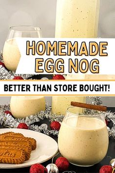 This homemade egg nog is easier than you think and better than store-bought! It's thick, rich, and creamy. Trust me, you'll want to make this one! This easy eggnog recipe is nonalcoholic but gives instructions so that you can make your homemade eggnog with alcohol. You can use rum, brandy, or even bourbon to spike your eggnog. homemade eggnog recipe easy | homemade eggnog spiked | spiked eggnog recipe homemade easy | eggnog recipe homemade non alcoholic Eggnog Recipe Easy, Eggnog With Alcohol, Spiked Eggnog Recipe, Easy Eggnog Recipe, Eggnog Spiked, Homemade Egg Nog, Eggnog Recipe Spiked, Egg Nog Recipe Easy, Homemade Eggnog Recipe