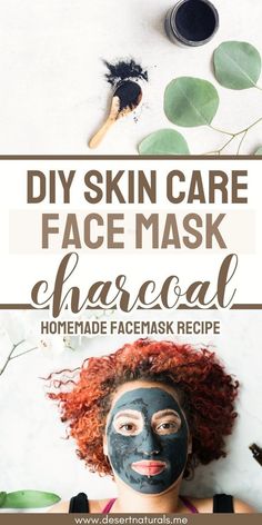 a woman with her face painted black and the words diy skin care face mask charcoal