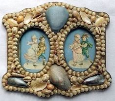 an ornately decorated wall hanging with shells