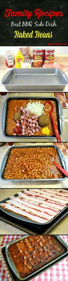 an image of baked beans being served in pans