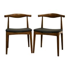 Baxton Studio Sonore Solid Wood Mid-Century Style Accent Chair Dining Chair Set of 2 FredCo theFredCo Black Dining Table, Chair Redo, Black Dining, Wood Chairs, Solid Wood Dining Chairs, Baxton Studio, Upholstered Side Chair, Modern Bar, Wood Stain