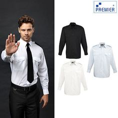 Find ideas๏ฟฝand inspiration for Premier Long Sleeve Pilot Shirt (PR210) - Security Military Police Formal Shirts, Fashion Mens Shirts Classic Long Sleeve T-shirt For Work, Professional White Long Sleeve Shirt, Professional Long Sleeve Cotton Top, Classic Long Sleeve Formal Uniforms, Classic Long-sleeved Formal Uniforms, Cotton Uniform Shirt With Long Sleeves, Cotton Long Sleeve Uniform Shirt, Pilot Shirt, Military Police