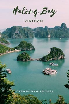 halong bay in vietnam with boats on the water