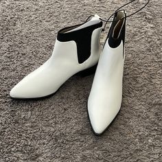 Brand New With Tags. Silver Detail On Toe As Pictured No Heel Boots, Black Leather Boots Women, Taupe Boots, Black Stiletto Heels, Black Stilettos, Suede Leather Boots, Suede Block Heels, Slip On Boots, Leather Block Heels