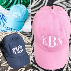 Adjustable Monogrammed Hat With Curved Brim, Adjustable Monogram Hat With Curved Brim, Personalized Casual Hats For Spring, Personalized Casual Spring Hats, Casual Personalized Spring Hats, Casual Spring Hats Personalized, Monogram Hats, Messy Bun Hat, Bun Hat