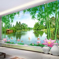 this is an image of a living room wall mural