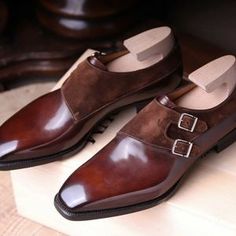 Bishoo on Storenvy Double Monk Strap Shoes, Quality Leather Boots, Gentleman Shoes, Custom Design Shoes, Brown Dress Shoes, Classy Shoes, Monk Strap Shoes, Handmade Leather Shoes, Brown Leather Shoes